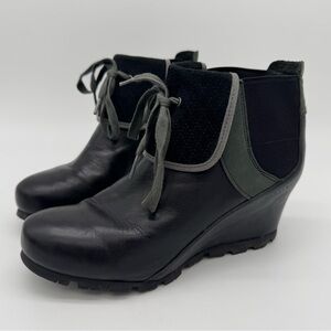 Merrell Wedgetarian Black Leather Wedge Ankle Boots Size 9.5